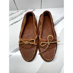 Minnetonka Moccasin Classic Driver Laced Womens Sz 6-7 Soft Leather, READ DESCRI